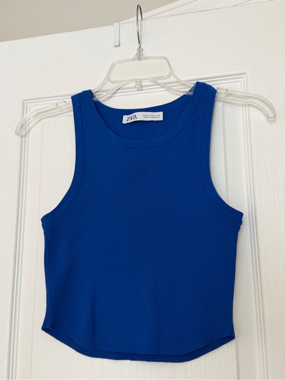 Zara Bright Cobalt Blue Ribbed Tank Top Size M